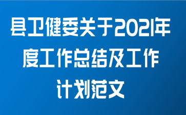 县卫健委关于2021年度工作总结及工作计划范文